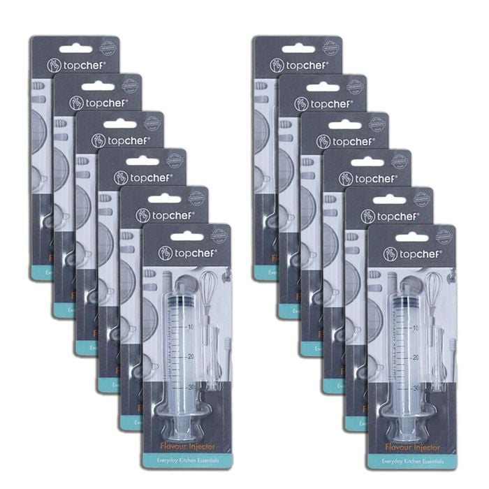 12PK Topchef Disposable Flavour Marinade Injector Syringe 4.5x2.5cm Clear