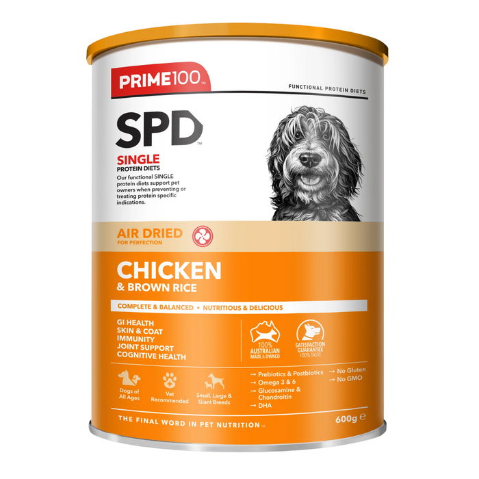 Prime100 SPD Air Chicken and Brown Rice Dry Dog Food For Dogs - 600g