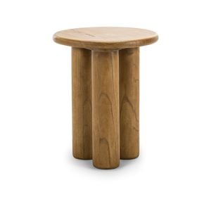 Khakti Round Pillar Side Table in Solid Mindi Wood