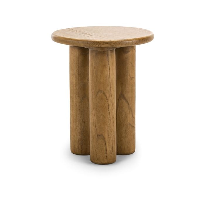 Khakti Round Pillar Side Table in Solid Mindi Wood