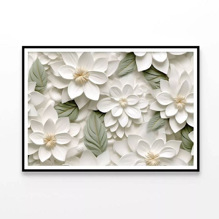 White Flowers with Petals  Print 100% Australian Made 120x90cm  (Poster)