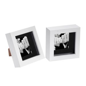 Nicola Spring 2 Piece 4 X 4 3d Shadow Box Photo Frame Set - Craft Display Picture Frame With 2 X 2 Mount - White