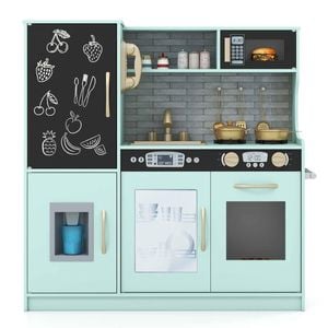 Costway Kids Kitchen Playset Pretend Cooking Toy W/blackboard Gift Green