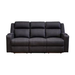 Homie 3 Seater Electric Recliner Sofa Rhino Suede Fabric Lounge Black