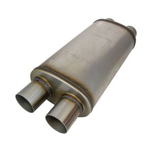 Redback 2-1/2" Performance Muffler Twin In/twin Out - 9" X 5" Oval, 16" Long, 409 Ss