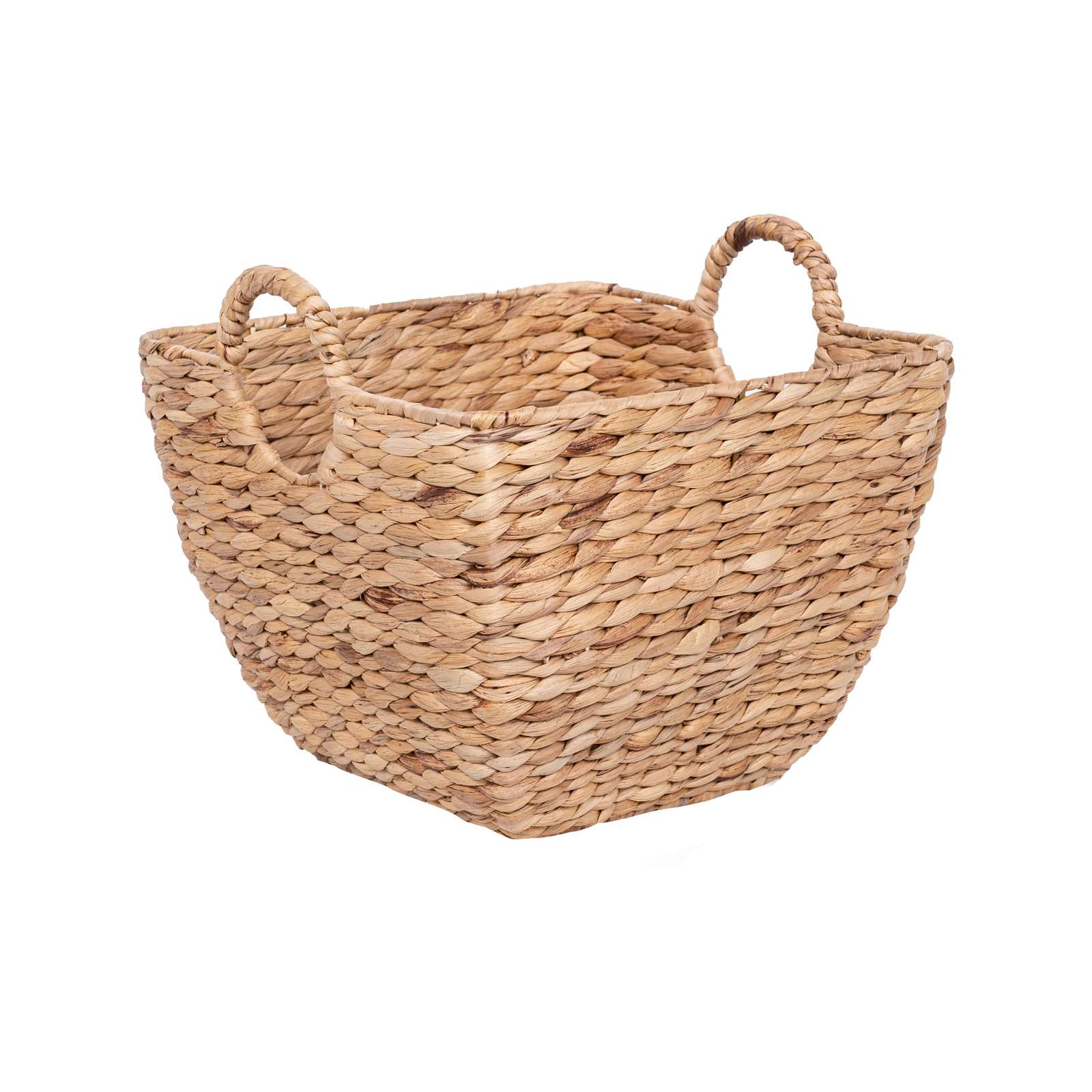 350 x 350 x 300mm Olive and Clay Medium Square Natural Hyacinth Basket product image