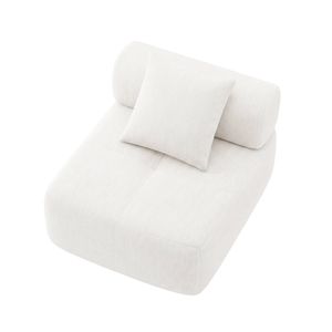 Ufurniture 1 Seater Armless Sofa Corduroy Modular Compressed Single Couch W/ Cushion No Assembly Beige