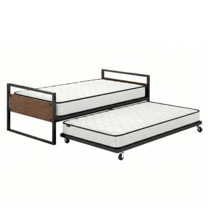 Zinus Ironline Daybed & Trundle Set with 2 Single Bonnell Spring Mattresses