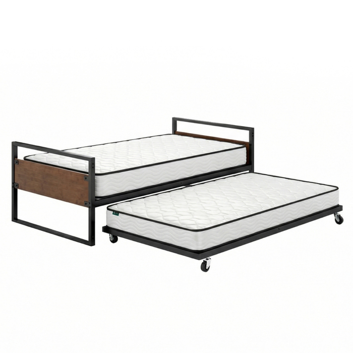 Zinus Ironline Daybed & Trundle Set with 2 Single Bonnell Spring Mattresses