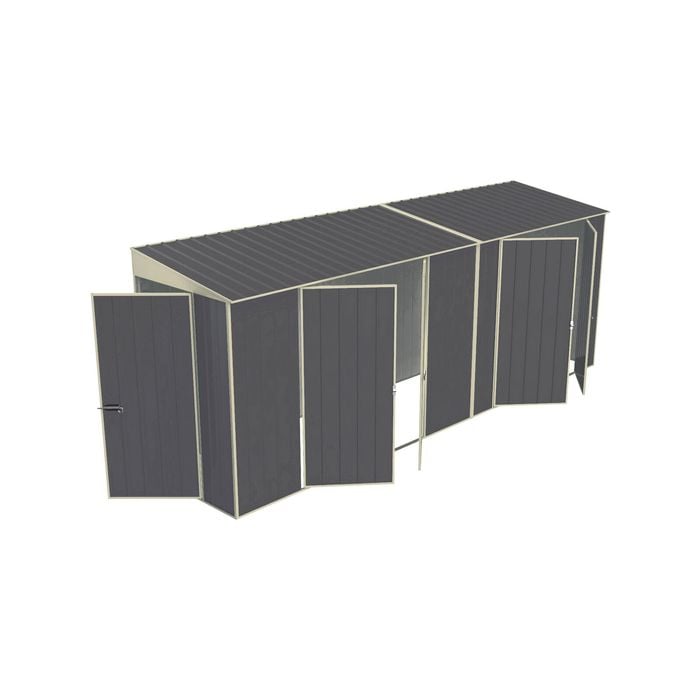 Build-a-Shed 1.2 x 5.2 x 2.0m Skillion Double Plus Double Hinged Side Doors Shed - Grey