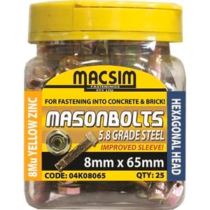 Macsim Fasteners 8 x 65mm Zinc Sleeve Anchor - 25 Pack