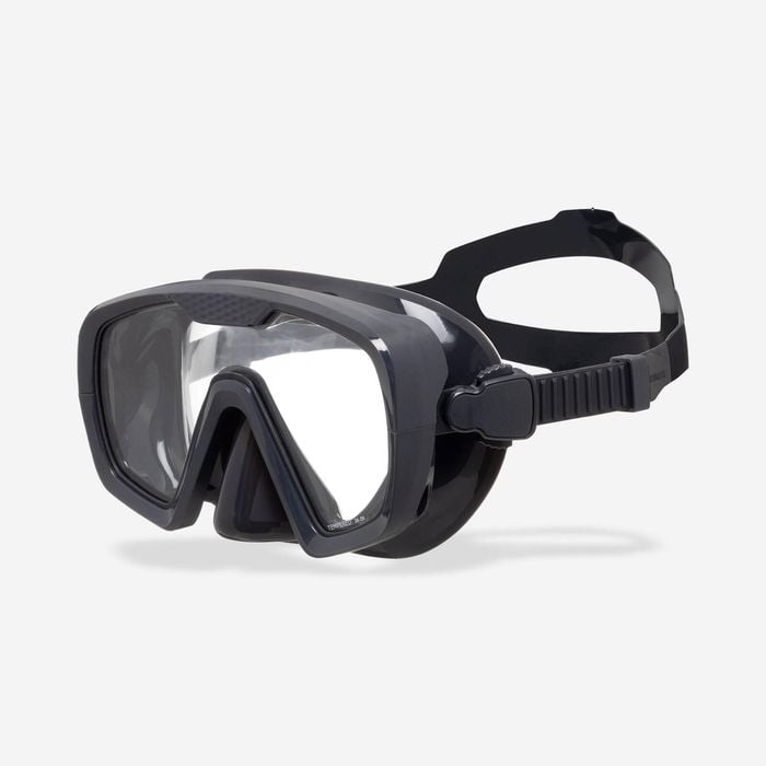 Decathlon | Anti-fog Diving Mask - 100 Mono Silicone Strap Black Grey - Eu L