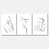 3 Set of Girl with Hat Line Art Print 100% Australian Made 3 x 50x75cm (Stretched Canvas)