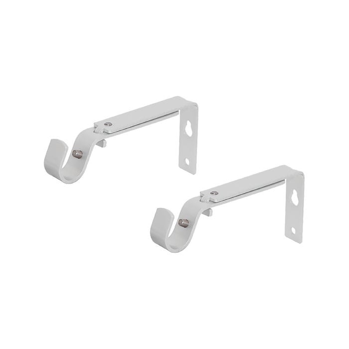 Pillar 25mm White Curtain Rod Adjustable Bracket - 2 Pack