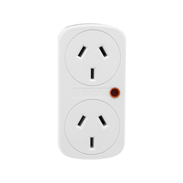 Click Vertical Double Adaptor Surge Protector
