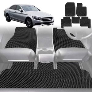6D Diamond Car Floor Mats for Mercedes-Benz C-class Sedan (W205)2014-2021-Full Set-Black-Outback GT