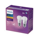 Philips B35 E27 LED 470lm Warm White Fancy Round 5W Globe - 2 Pack
