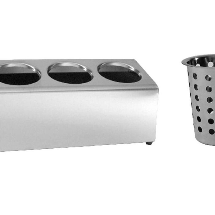 Caterchef Stainless Steel Cutlery Holder With Baskets - 4 Holes Rectangular