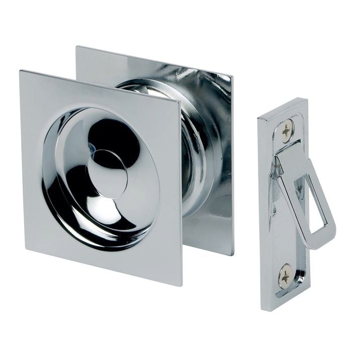 Gainsborough Bright Chrome Square Passage Sliding Cavity Door Set