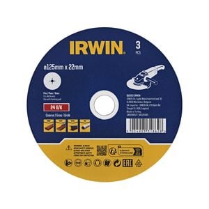 IRWIN 125mm 24 Grit Fibre Sanding Disc - 3 Pack