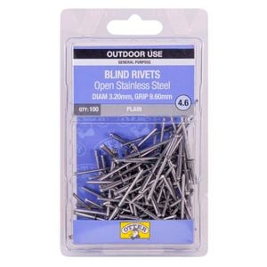 Otter 3.2 x 9.6mm Open Stainless Steel Blind Rivets - 100 Pack