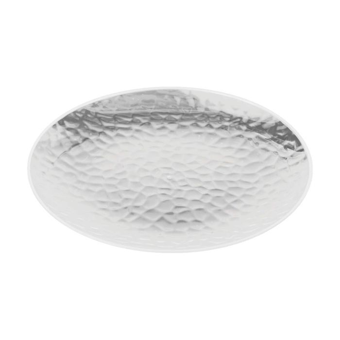6x 10pc Partyware Heavy Duty Dimple Plates Set W/ Silver Rim 230mm Clear