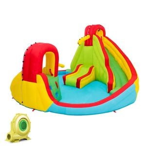 Costway 4.8x4.1m Inflatable Water Park Double Slides Jumping Castle W/blower