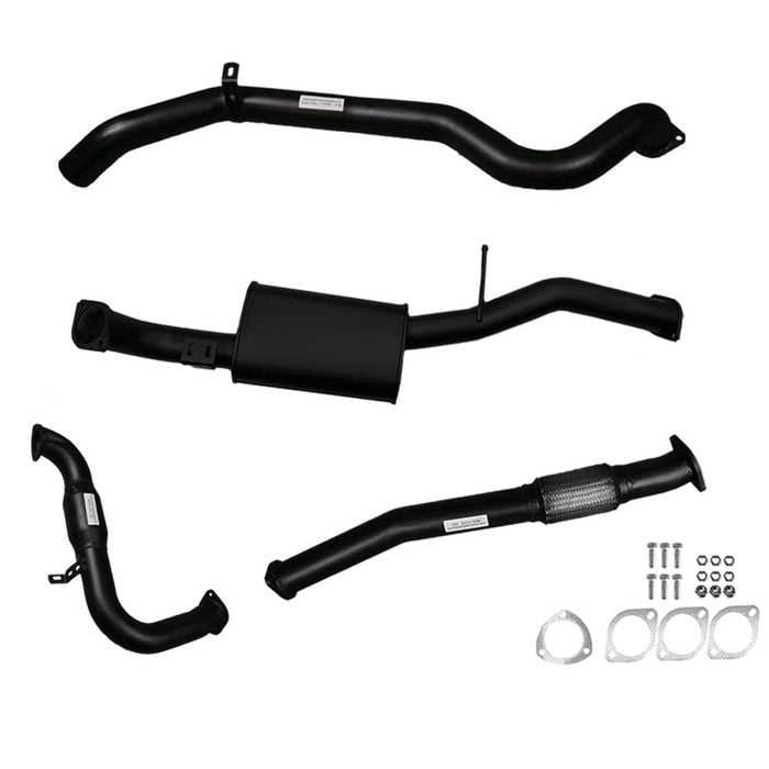 Ignite Exhausts Turbo Back For Nissan Gu Patrol 3l Coil Spring Ute 3" Cat & Muffler Black Aluminised Steel
