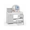 Costway Kids Makeup Vanity Table Study Desk W/2-color Led - White