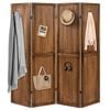 Costway 4 Panel Folding Room Divider Openwork Carving Privacy Screen 170cm - Brown