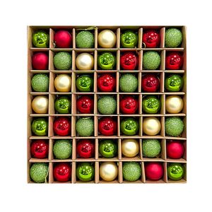 Catzon 49 Pcs Mini Christmas Balls 3CM Shiny & Matte Shatterproof Bauble for Party Decor-Set1