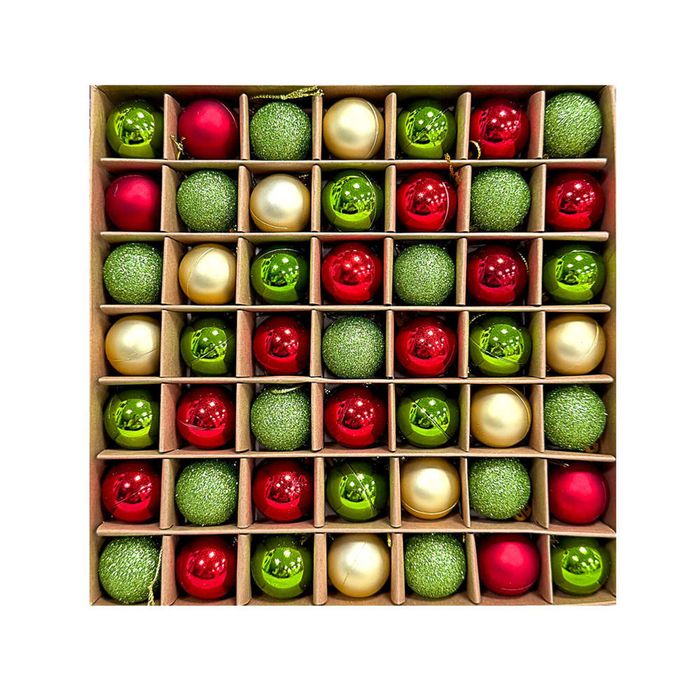 Catzon 49 Pcs Mini Christmas Balls 3CM Shiny & Matte Shatterproof Bauble for Party Decor-Set1