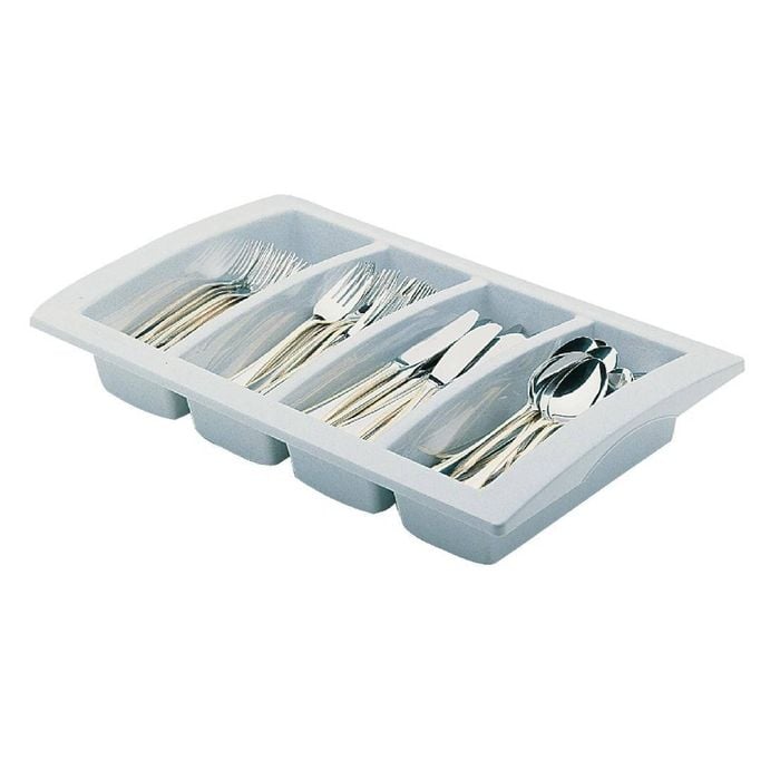 Araven Cutlery Tray Stackable Gn 1/1 4 Compartment Grey 530x325x100mm Heavy Duty Commercial Kitchen Organizer