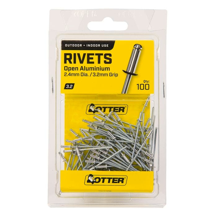 Otter 2.4 x 3.2 mm Open Aluminium Blind Rivets - 100 Pack