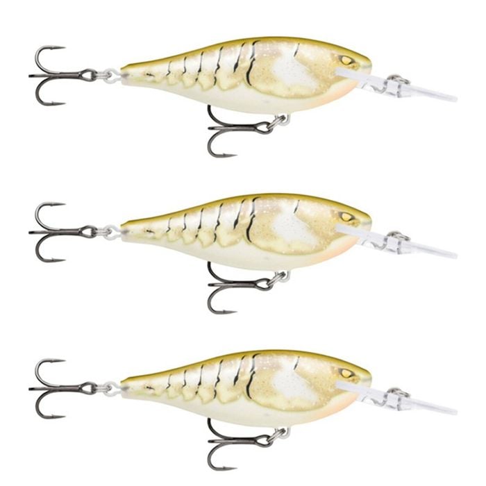 3x Rapala 7.5cm Shad Rap Elite (Floating) Fishing Lures - Plated Bone Craw