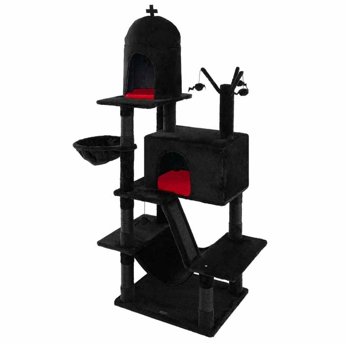 Costway Gothic Cat Tree Black Large Tower Scratching Post Bed Halloween