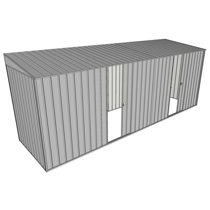 Build-a-Shed 1.5 x 5.2 x 2m Dual Single Sliding Side Door Skillion Shed - Zinc