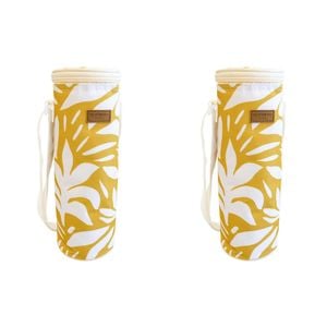 2PK LVD Sundance Insulated Wine Bottle Cooler Storage Bag 12x33cm Yellow/White