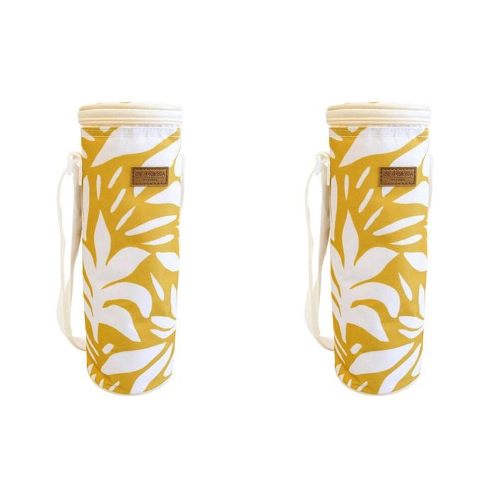 2PK LVD Sundance Insulated Wine Bottle Cooler Storage Bag 12x33cm Yellow/White