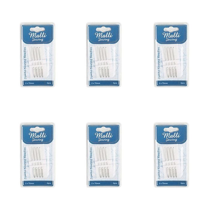 6x 4pc Malli Sewing Easy Thread Metal Jumbo Diy Sewing Needles 2x70mm Silver