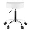 P&P White Round Rolling Stool, Height Adjustable Swivel Salon and Office Stool