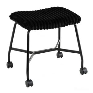 Costway 2x Upholstered Footrest Stool Accent Ottoman Makeup Chair w/Swivel Casterss & Cushion-Black
