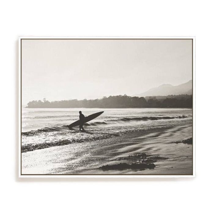 Artey | BW Surfer - Framed Canvas - White Frame - 40 x 50cm
