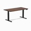 Desky Dual Red Walnut Rubberwood Sit Stand Desk 150x75cm Matte Black Frame Leg