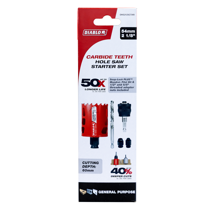 Diablo 54mm Carbide Holesaw Starter Set