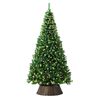 Tinseltown LED Christmas Tree 1.8M 6FT with Rattan Tree Skirt Warm Light Green