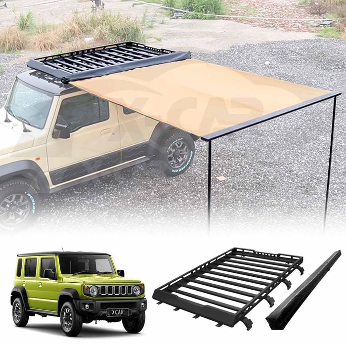 Roof Rack with Side Awning Set for Suzuki Jimny XL 5-Door 2023-Onwards Multi-Functional Expansion Platform 4WD Off-Road