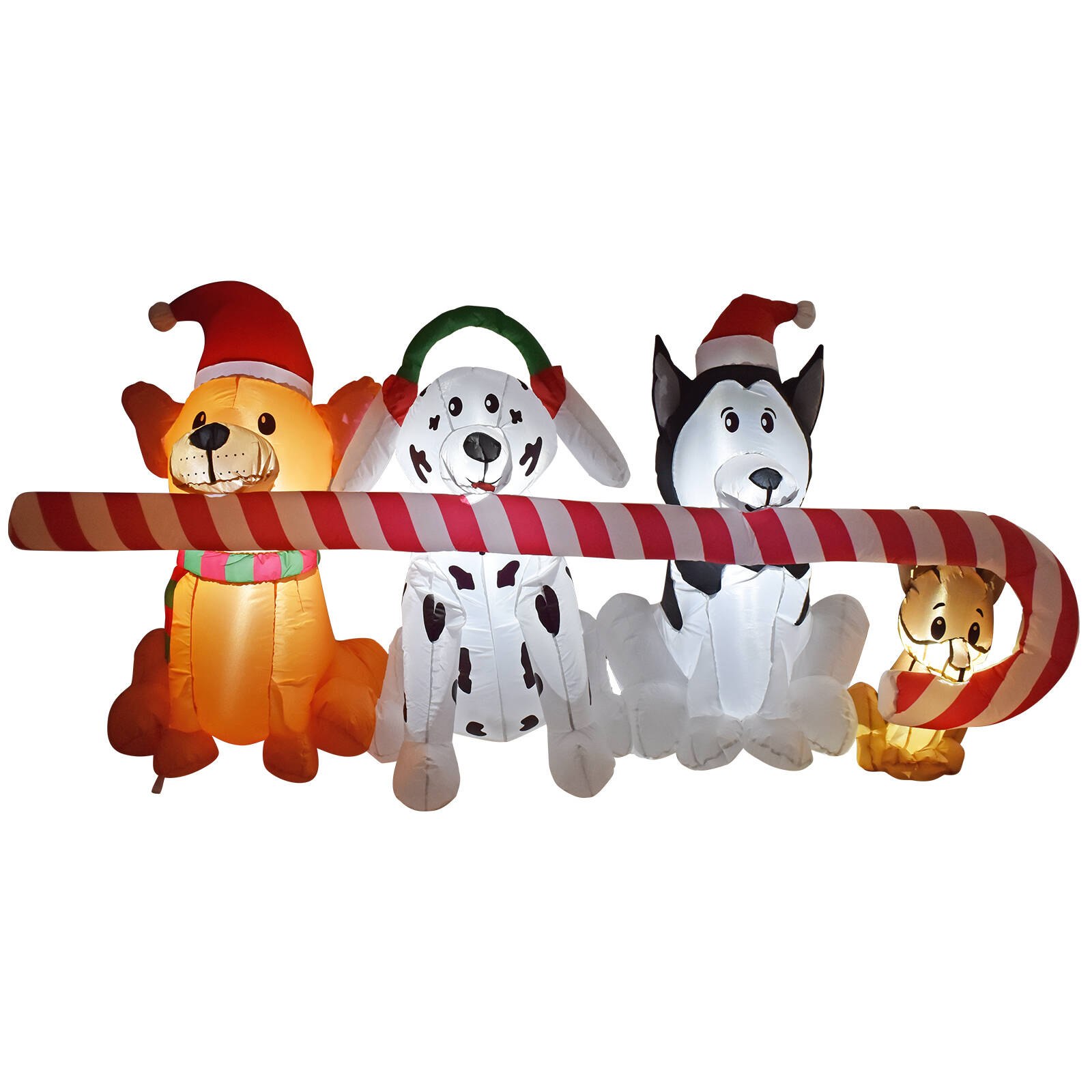 Click 2.2m Christmas Puppies Sharing Candy Cane Light Up Inflatable product image