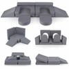 Costway 10 Pc Foam Climb Crawl Playset Kid Modular Play Couch Grey