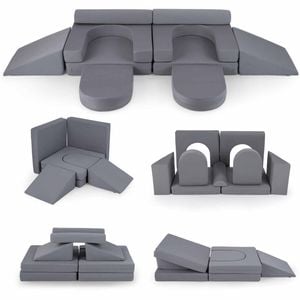 Costway 10 Pc Foam Climb Crawl Playset Kid Modular Play Couch Grey